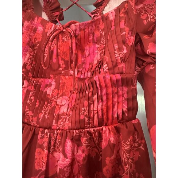 For Love & Lemons Red Alia Sultry Swing Seductive Dress Size Med NWT Floral - Picture 5 of 10